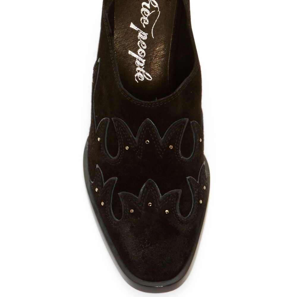 Free People NEW Pumps BLACK Leather Studs Shoes Women's 37 NWT - Picture 6 of 15